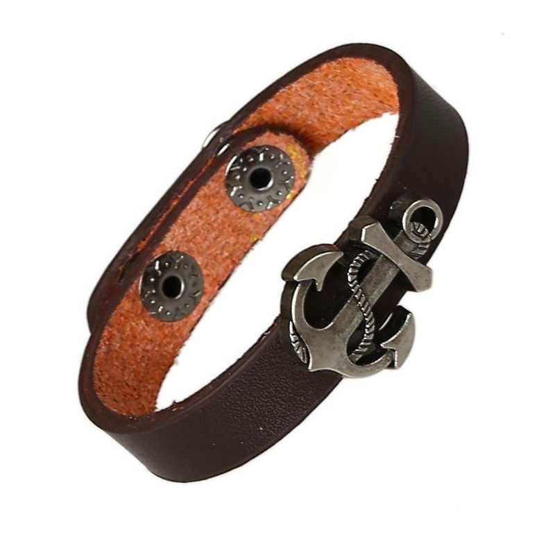 Modetrend Hands Chmuck Für Männer Und Frauen Verstellbares Rindsleder Armband Aus Einfacher Legierung Schiffs Anker Armband Armband