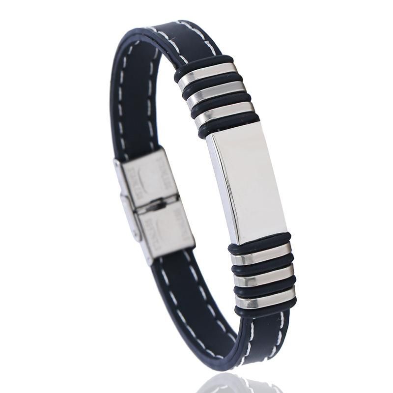 Pulsera De Acero Inoxidable De Titanio Pulsera Pulsera De Silicona Para Hombre