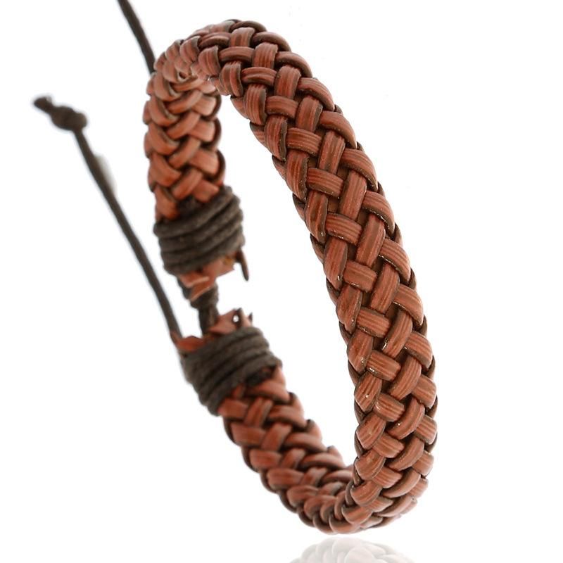 New Jewelry Retro Woven Leather Bracelet Simple Imitation Cowhide Bracelet Bracelet Adjustable