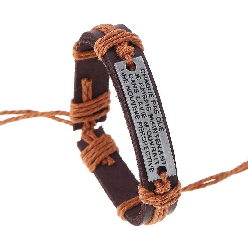 New English Alphabet Woven Leather Bracelet