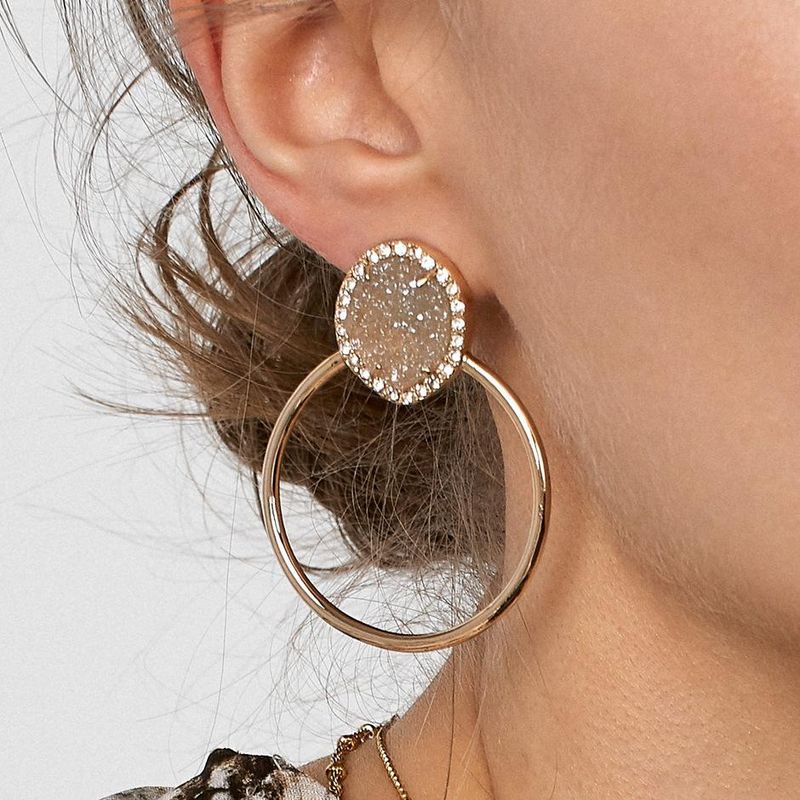 Alloy Diamond Earrings Fashion Geometric Earrings Simple Earring Accessories Wholesale