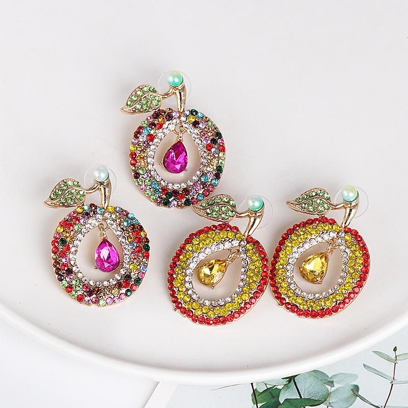 Rhinestone Crystal Plum Earrings Individual Fruit Earrings