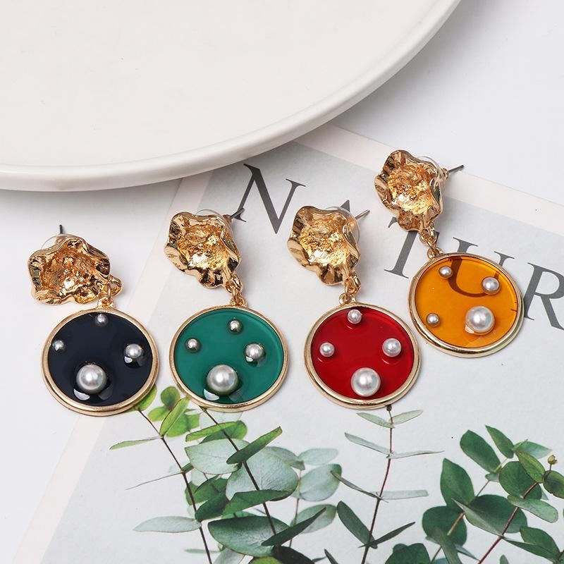 Round Transparent Color Stud Earrings Exaggerated Earrings Women Wholesale