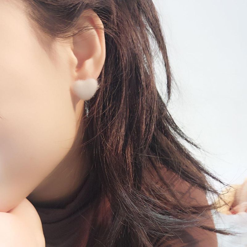 Multicolor Mohair Sweet Peach Heart Multi-pierced Personality Small Earrings Women