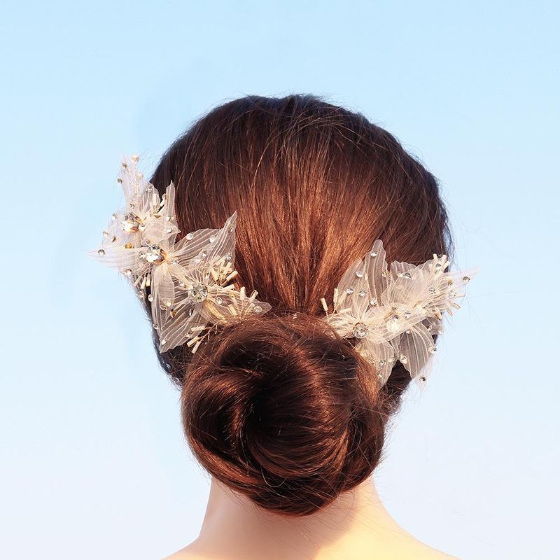 Braut Hochzeits Kleid Spitze Stoff Haarband Koreanische Version Feen Blumen Hochzeit Kopf Bedeckung Handgemachte Diamant Perlen Kopf Blumen Schmuck