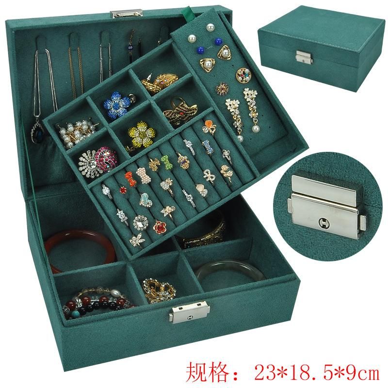 Flannel Double-layer Small Rectangular Box Chinese New Style Jewelry Storage