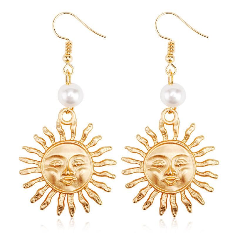 Personalized Pearl Sun Flower Stud Earrings