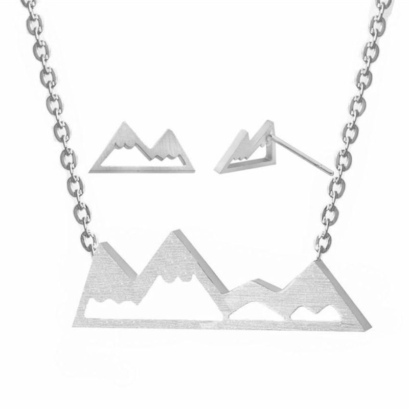 Outdoor Mountain Pendant Necklace Earring Set