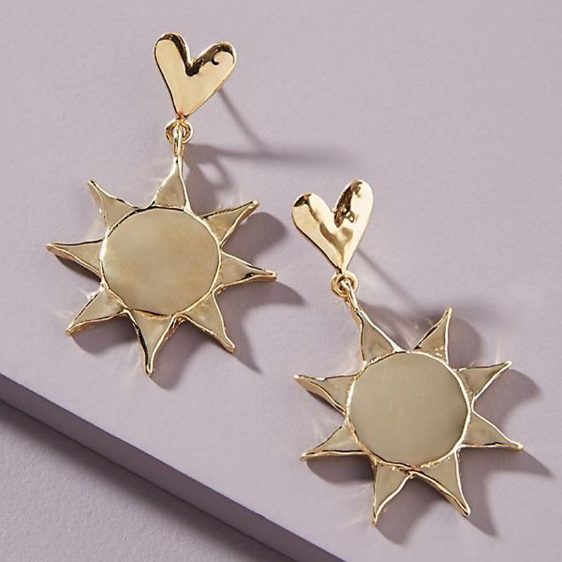 Earring Alloy Heart-shaped Mirror Polished Sun Earrings
