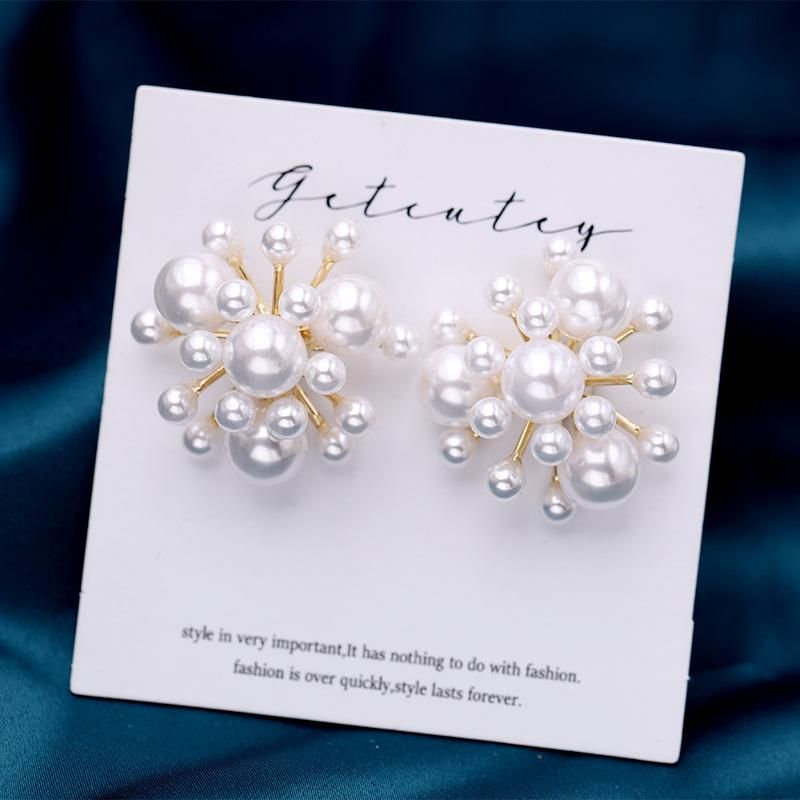 Pearl Size Pearl Temperament Earrings Female Fashion Earrings 925 Silver Needle Ear Jewelry