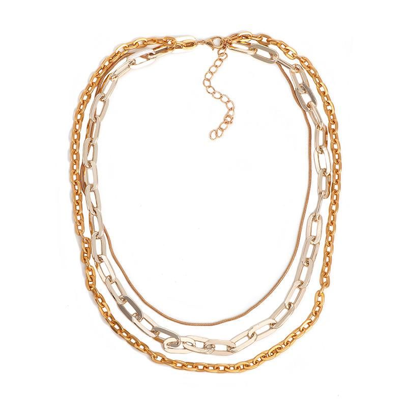 Personalized Simple Exaggerated Multi-layer Item Decorated Neck Chain Retro Chain Wild Necklace Women