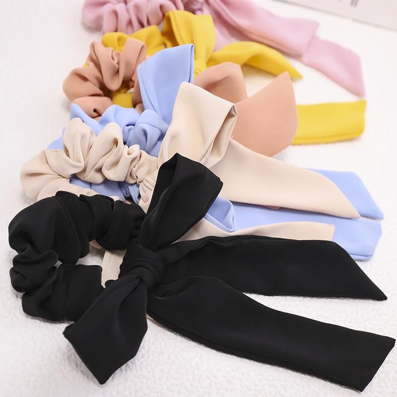 Bowknot Bandeau Japon Et Corée Du Sud Doux Tout-couleur Assortie Solide Tissu Artisanat Gros Intestin Anneau En Caoutchouc Bande De Cheveux Accessoires