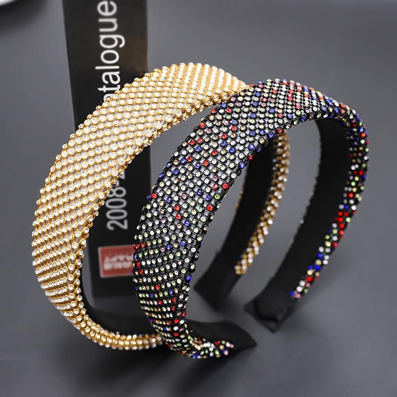 2021 Neues Koreanisches Retro-mode-strass-stirnband Glänzendes Mehrreihiges Farbiges Diamant-voll Diamant-damen-stirnband 2021