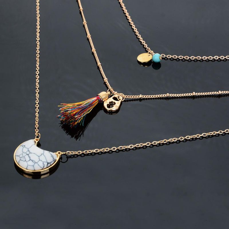 Fashion Vintage Turquoise Pendant Tassel Long Sweater Chain Necklace