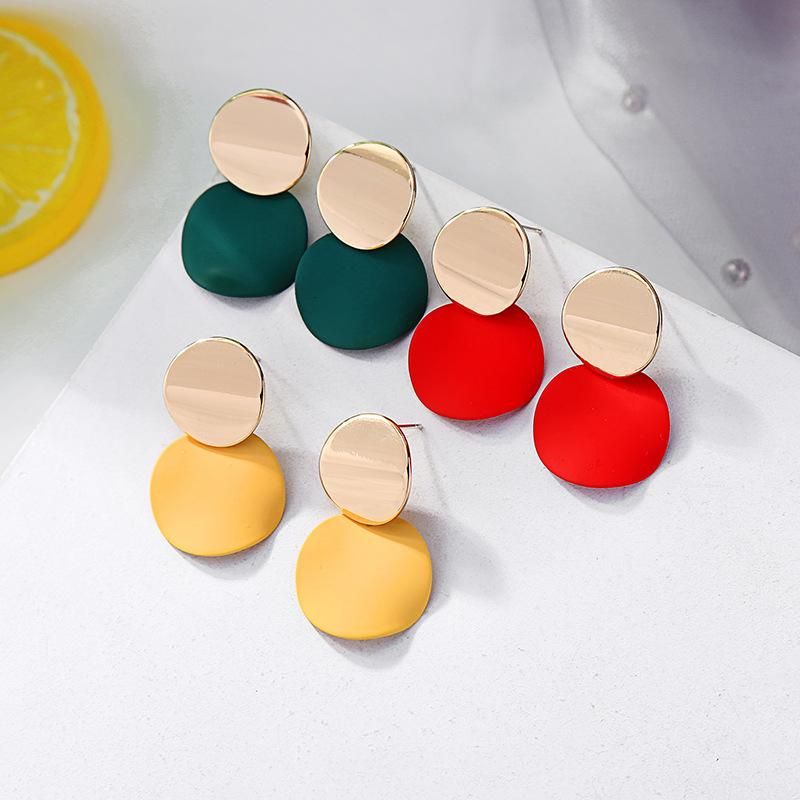 Korean Version Of S925 Silver Pin Earrings Fashion Contrast Color Earrings Drip Oil Earrings