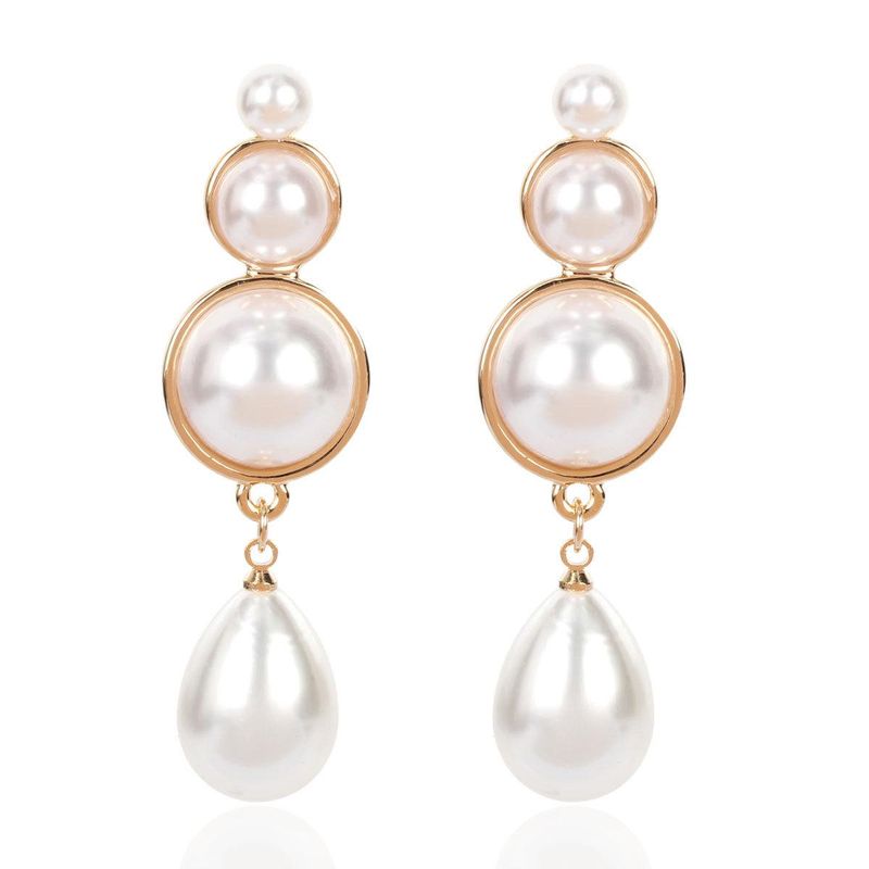 Simple Earrings Elegant Drop-shaped Alloy Inlaid Pearl Imitation Sweet Earrings For Women