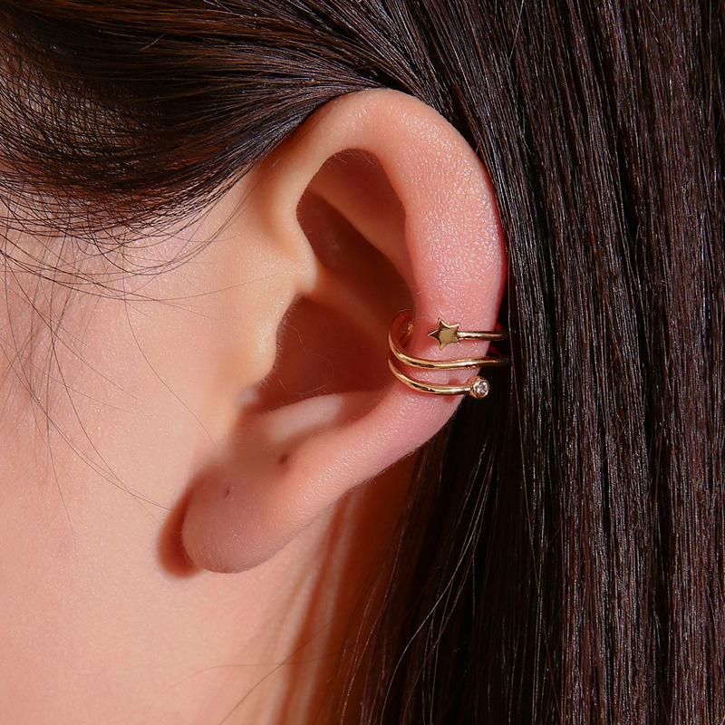 Kleine Frische Ohrringe Im Koreanischen Stil, Einfache Diamant-stern-ohrringe, Fünfzackige Stern-ohrringe, Modische Einzelne Ohrringe Ohne Ohrlöcher