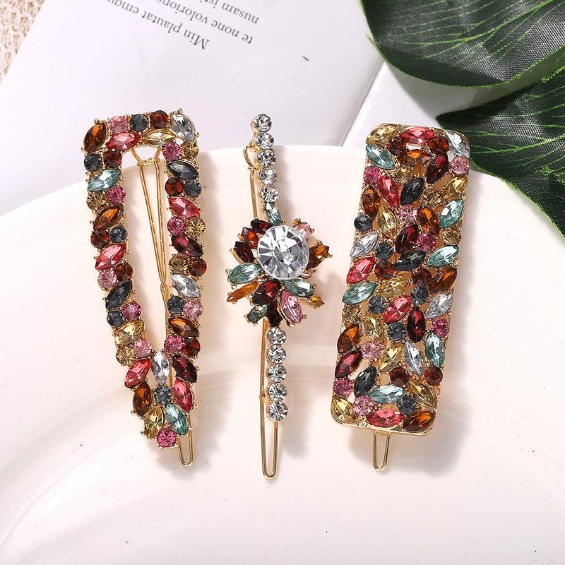 Alloy Diamond Hair Clip Set Korean New Flowers Retro Hair Accessories Fashion Word Clip