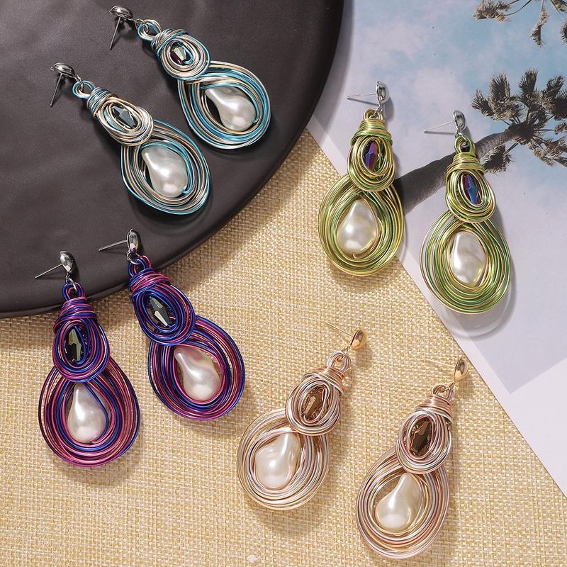 Alloy Gems Shaped Pearl Earrings Fashion Earrings Accessories Women&#39;s Earrings Wholesale