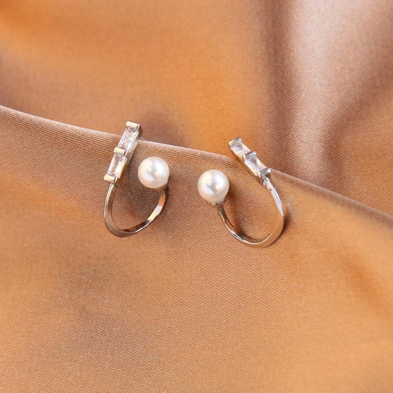 Pendientes Geométricos S925 Pendientes De Diamantes De Plata Pendientes De Perlas Coreanas Mujeres