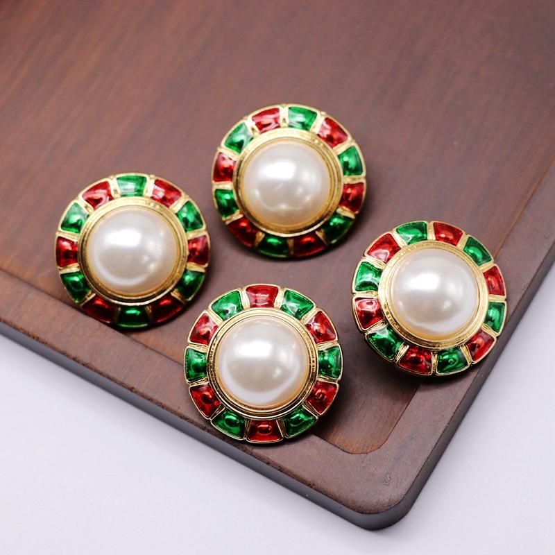 Hersteller Liefern Runde Perlen Ohrringe, Ohrringe, Rote Grüne Tropf Perlen, Silberne Nadel Ohrringe, Ohrringe