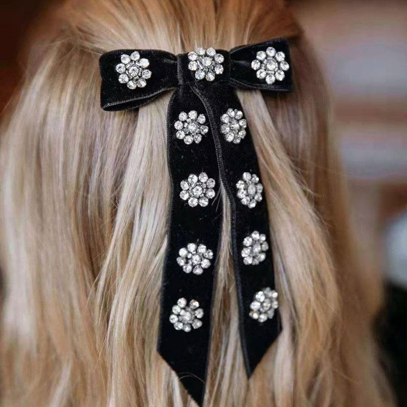 New Korean Fashion Diamond Geometric Bow Tassels Hair Clip Gift Headband