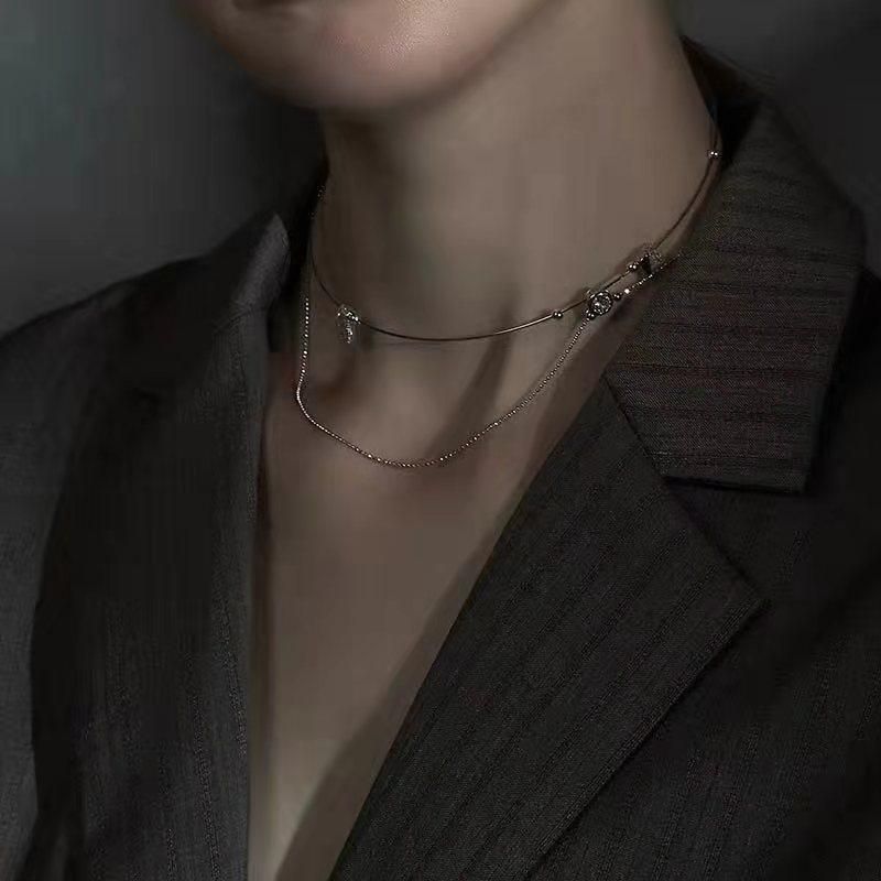 High-end Clavicle Chain Double Necklace Collar Earrings Women