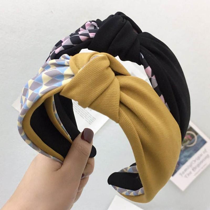 2019 New Headband Korean Hit Color Middle Knotted Headband Women