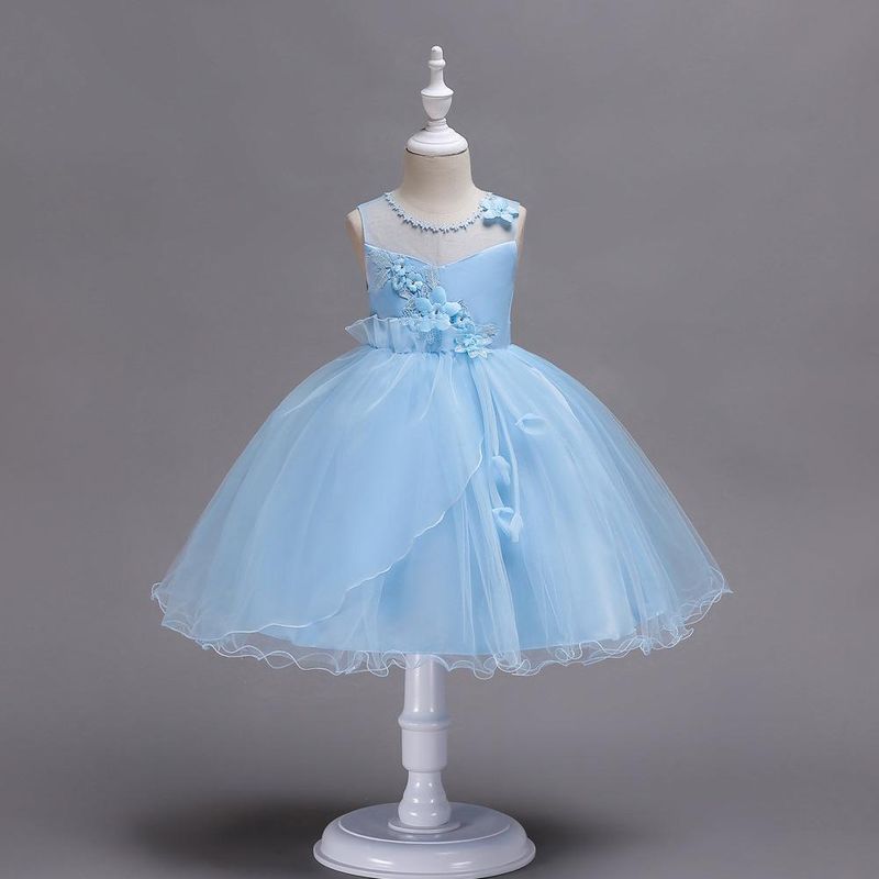 Sommer Neues Kinder Kleid Prinzessin Kleid Spitze Mesh Kleid Kleid Ärmelloses Kleid Kleines Host Performance Kleid