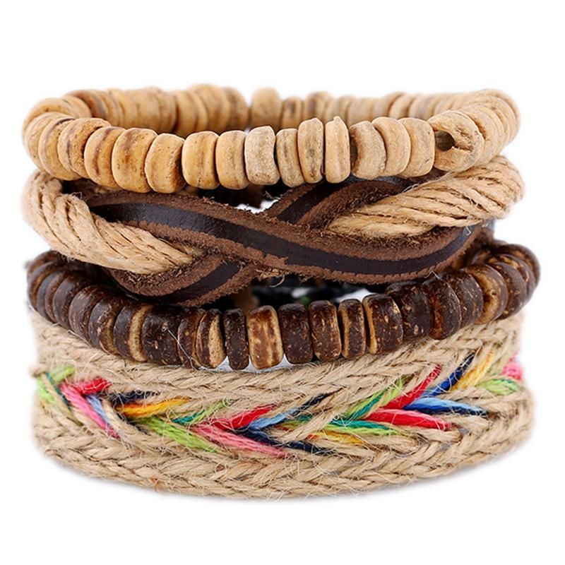 New Top Layer Leather Woven Bracelet Vintage Hand-woven Multi-layer Leather Bracelet Jewelry