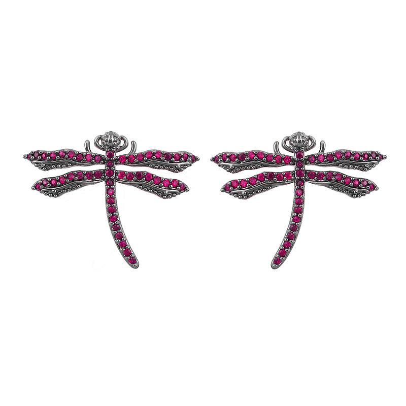Animal Earrings Cartoon Purple Dragonfly Earrings S925 Sterling Silver Ear Needles Hypoallergenic Earrings Women Wholesale