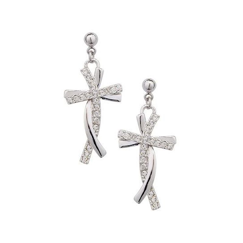New Delicate Diamond Cross Pendant Earrings Whoelsales Fashion