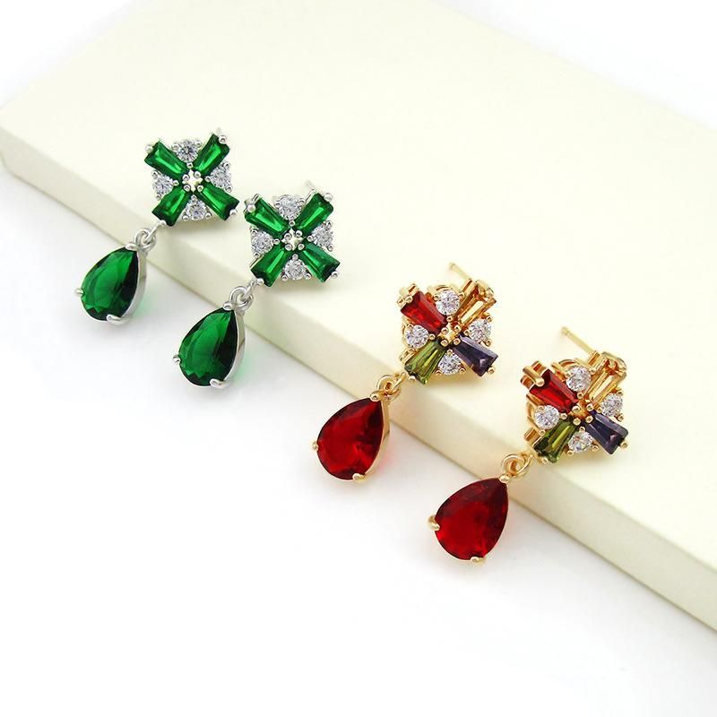 Diamond Cross Flower Zircon Earrings Drop Shape Earrings Women Wholesale