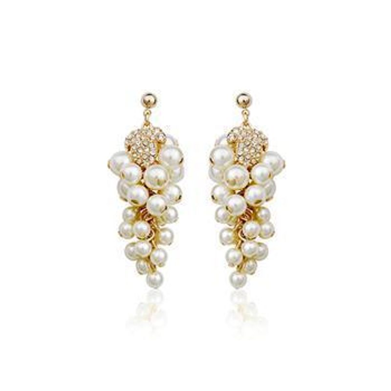 Luxury Diamond And Pearl Grape Strand Earrings Wholesales Fashion