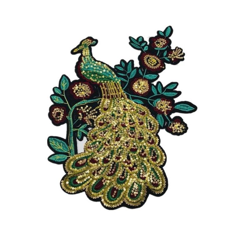 Diy Embroidered Sequin Peacock Cloth Stickers New Decorative Clothes Patches Oversized Embroidery Cloth Stickers