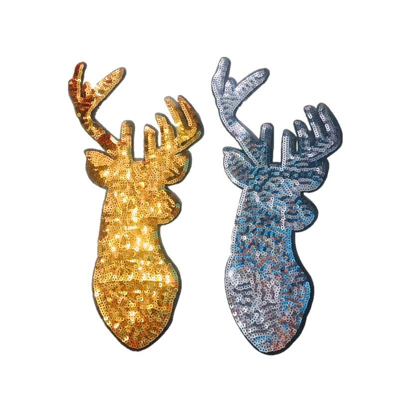 Long Sheng Christmas Sequins Deer Beads Embroidered Fairy Deer Embroidered Sweater T-shirt Decoration Stickers