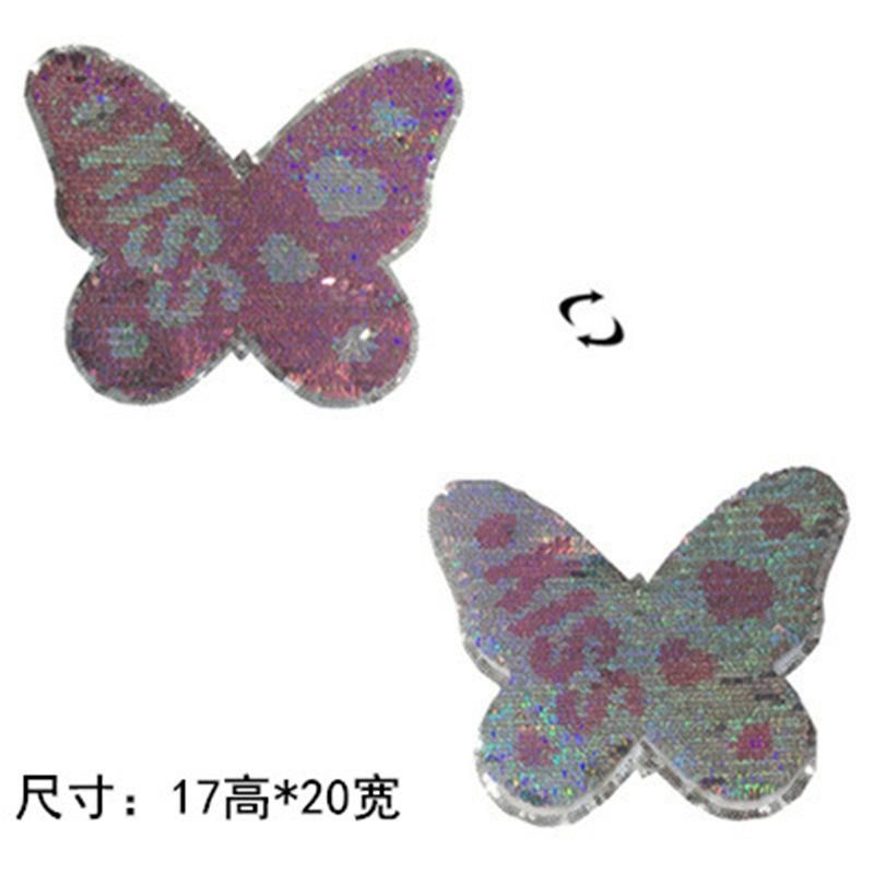 Butterfly Double-sided Sequin Embroidery Kiss Reversible Color Changing Beads Cartoon Animal Cloth Stickers