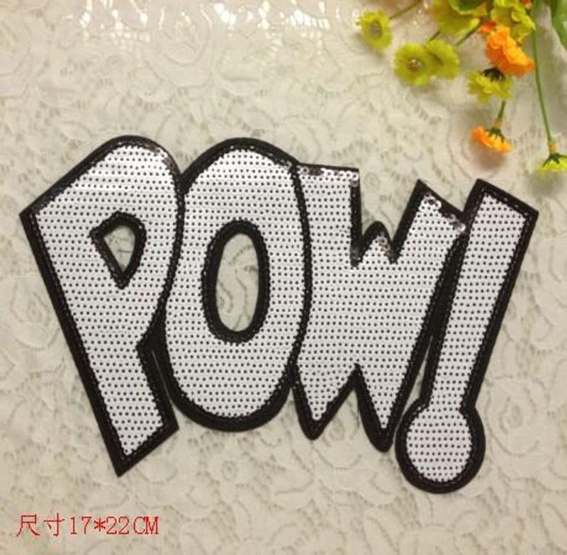 Sequins Chapter Pow English Sequins Alphabet Cloth Stickers Patch Stickers Clothing Accessories Women's T-shirt Clothing Match