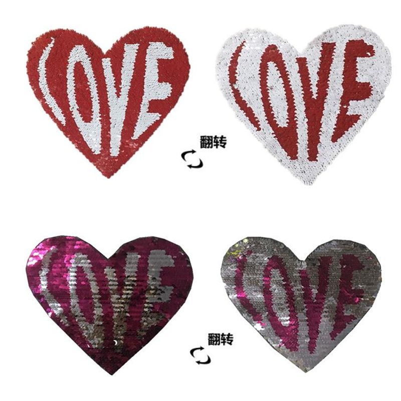 Clothing Accessories Color Changing Beads Embroidery Cloth Stickers Flip Sequins Embroidery Patch Stickers Peach Heart Patch