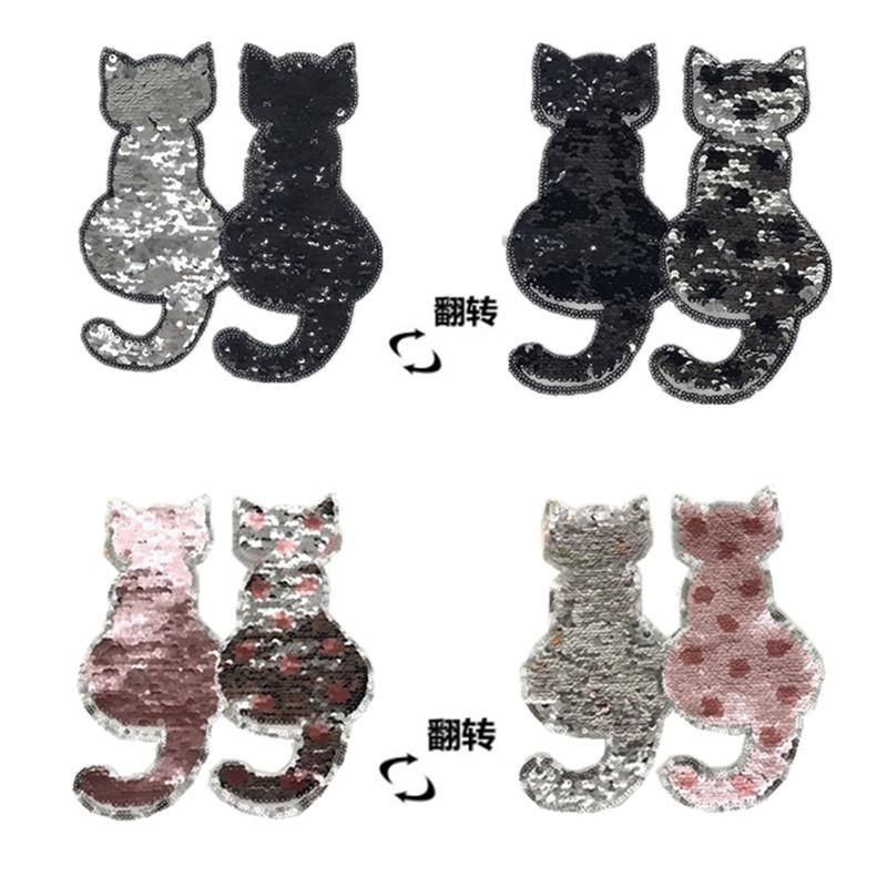 Cat Turning Sequins Turning Computer Beads Embroidery Badge Clothing Accessories Cats Turning Sequin Cloth Stickers