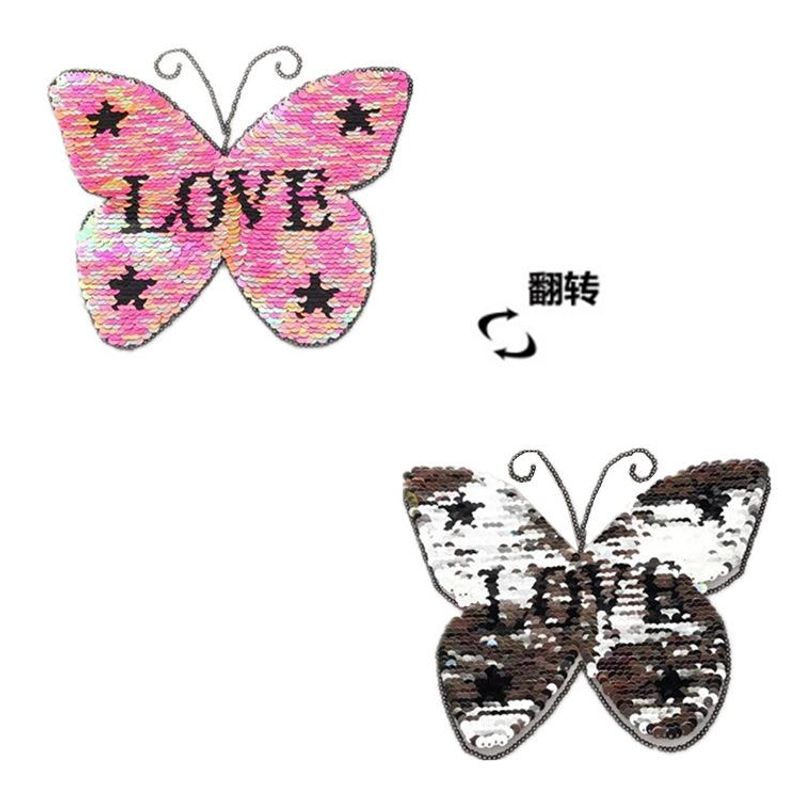 Mode Flip Schmetterling Pailletten Pailletten Stoff Aufkleber Kleidung Patch Stickerei Rock Dekoration Patch Aufkleber Hersteller Spot