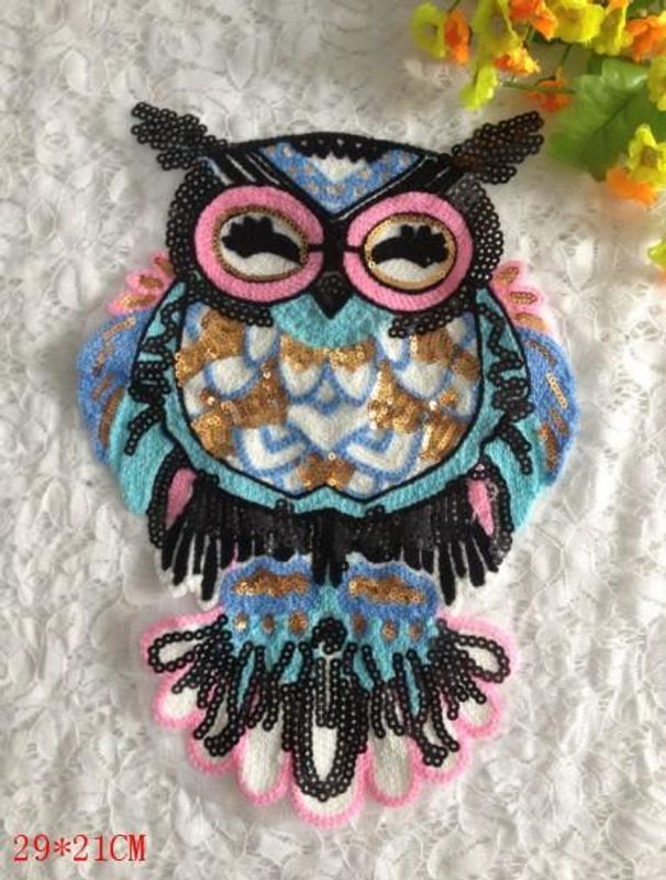 Sequin Cloth Owl Korean Wild T-shirt Sweater Owl Sequin Embroidery Knit Patch