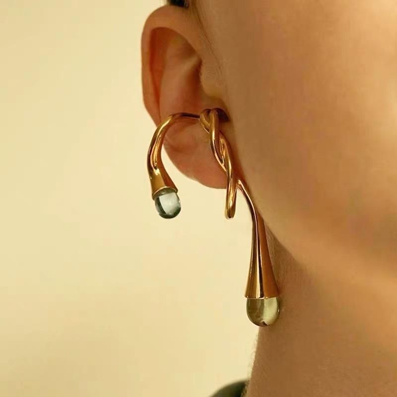 Transparent Crystal Earrings Twisted Hemp Twine Geometric Irregular Personality Earrings Women
