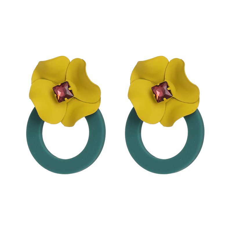 Imitated Crystal&cz Fashion Flowers Earring  (yellow)  Fashion Jewelry Nhjj5578-yellow
