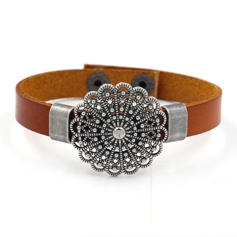 Leather Fashion Flowers Bracelet  (black)  Fashion Jewelry Nhhm0016-black