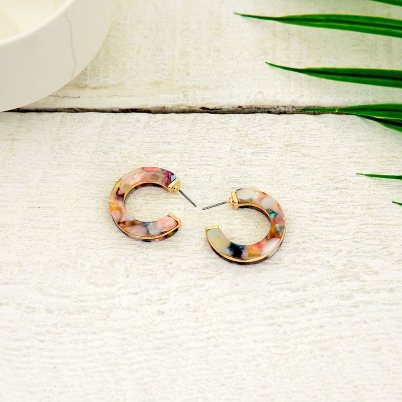 European And American New Personalized Alloy Acetate Acrylic Earrings Female Fashion C Word Exaggerated Earring Accessories Earrings