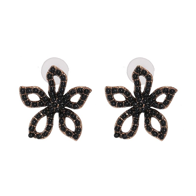 Alloy Fashion Flowers Earring  (black)  Fashion Jewelry Nhjj5608-black