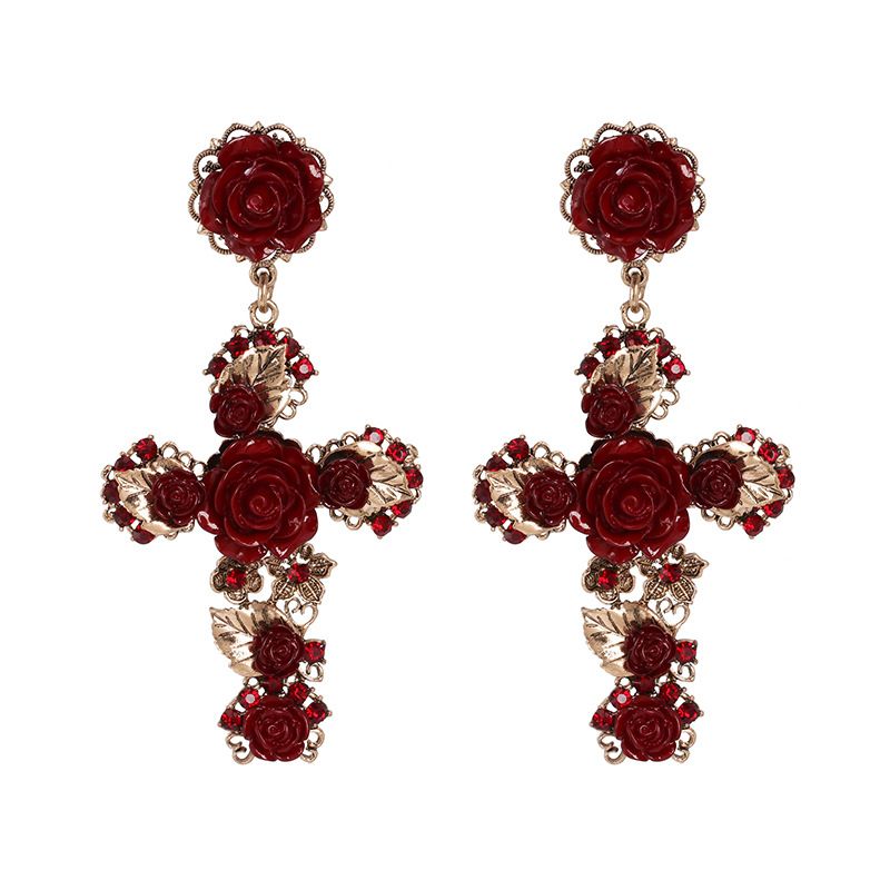Alloy Fashion Cross Earring  (red)  Fashion Jewelry Nhjj5613-red