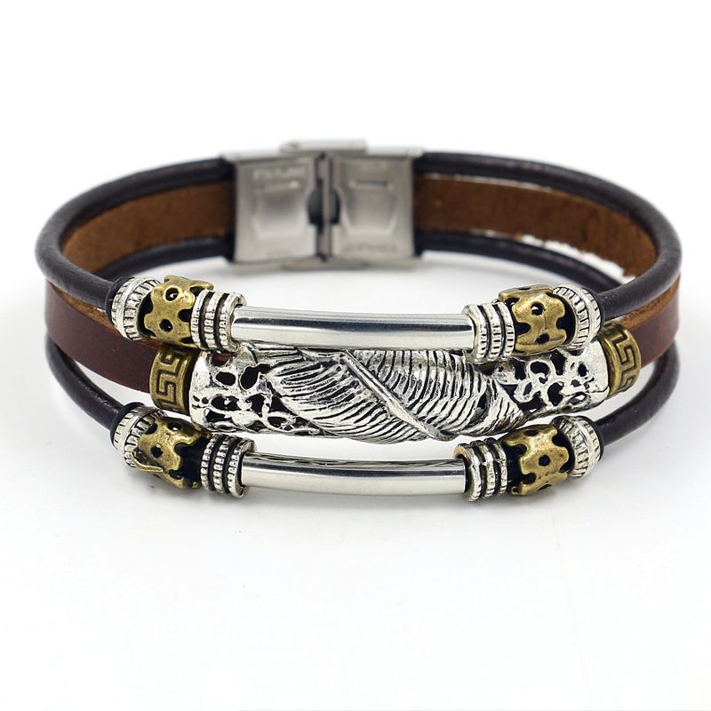 Leather Fashion Geometric Bracelet  (brown)  Fashion Jewelry Nhhm0061-brown