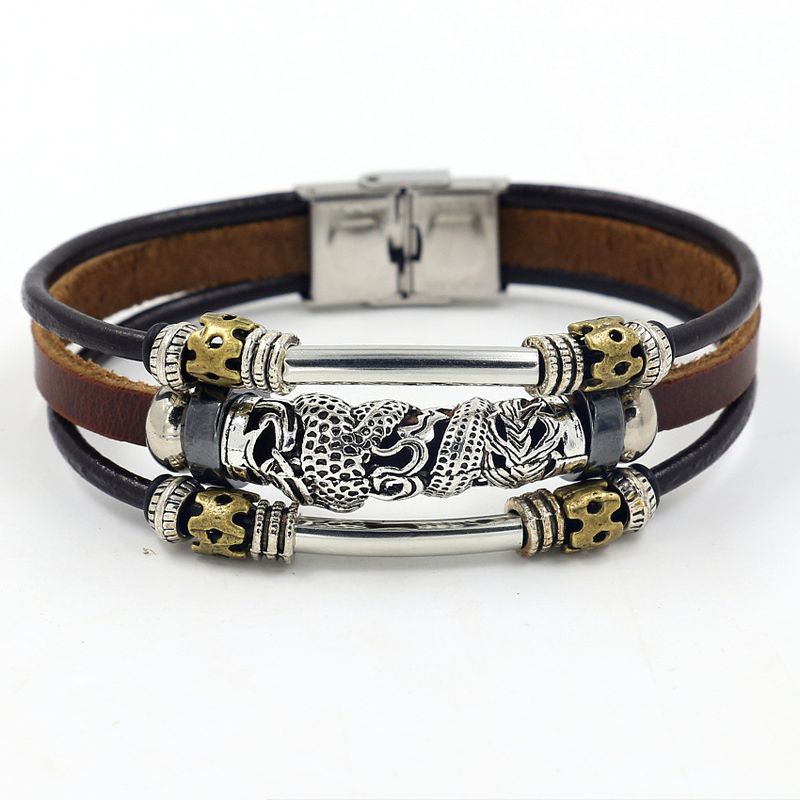 Leather Fashion Animal Bracelet  (brown)  Fashion Jewelry Nhhm0062-brown